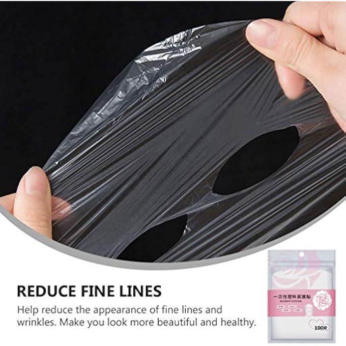 STRBOXONG 400 قطعة ورقة وجه بلاستيكية قابلة للتصرف للعناية بالبشرة - فيلم ورقة وجه مقطوع مسبقًا للاستخدام المنزلي والصالونات واضح - Image 3